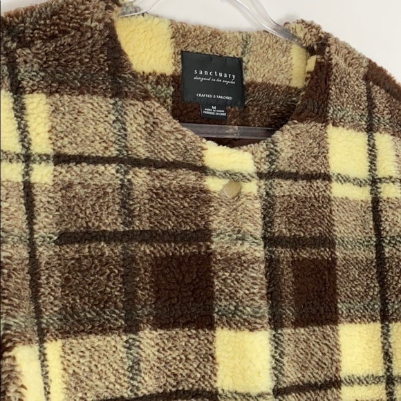 Sanctuary brown plaid teddy fleece jacket - Picture 4 of 9